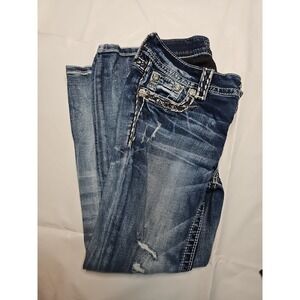 Miss Me Womens Blue Jeans Mid Rise Embellished Sequin  Size 25 Inseam 23 #44